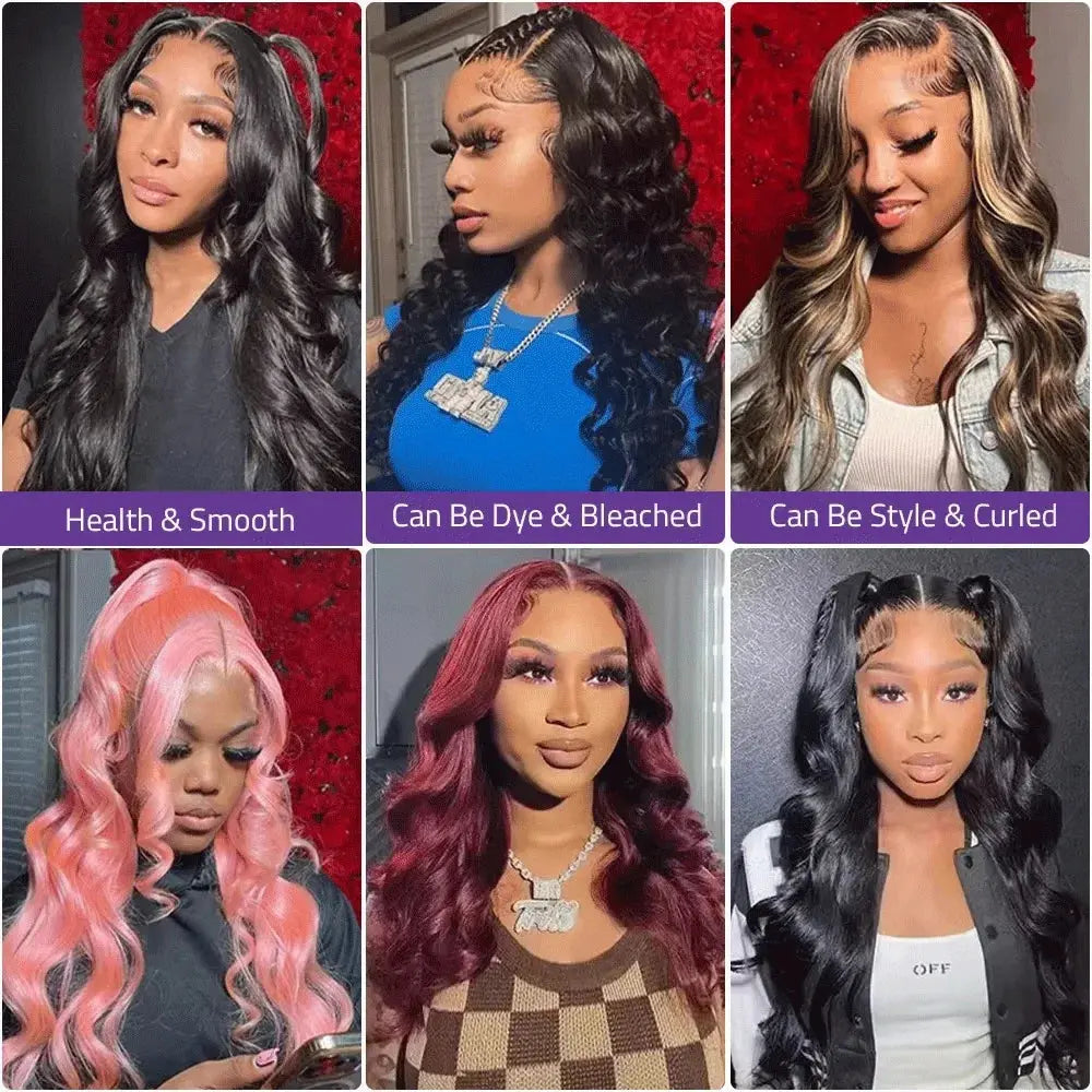 Body Wave 13x6 HD Transparent Lace Front Human Hair Wig 40 Inch Pre Plucked 220 Density 5x5 Glueless Lace Frontal Wigs for Women My Store