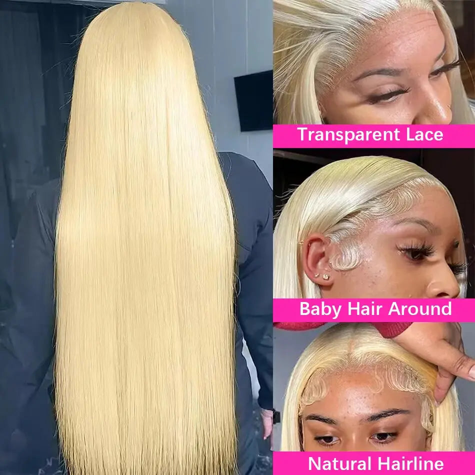200% 613 Honey Blonde 13x6 HD Transparent Lace Front Human Hair Wigs For Women 34 36 Inch Straight 13x4 Lace Frontal Wig My Store