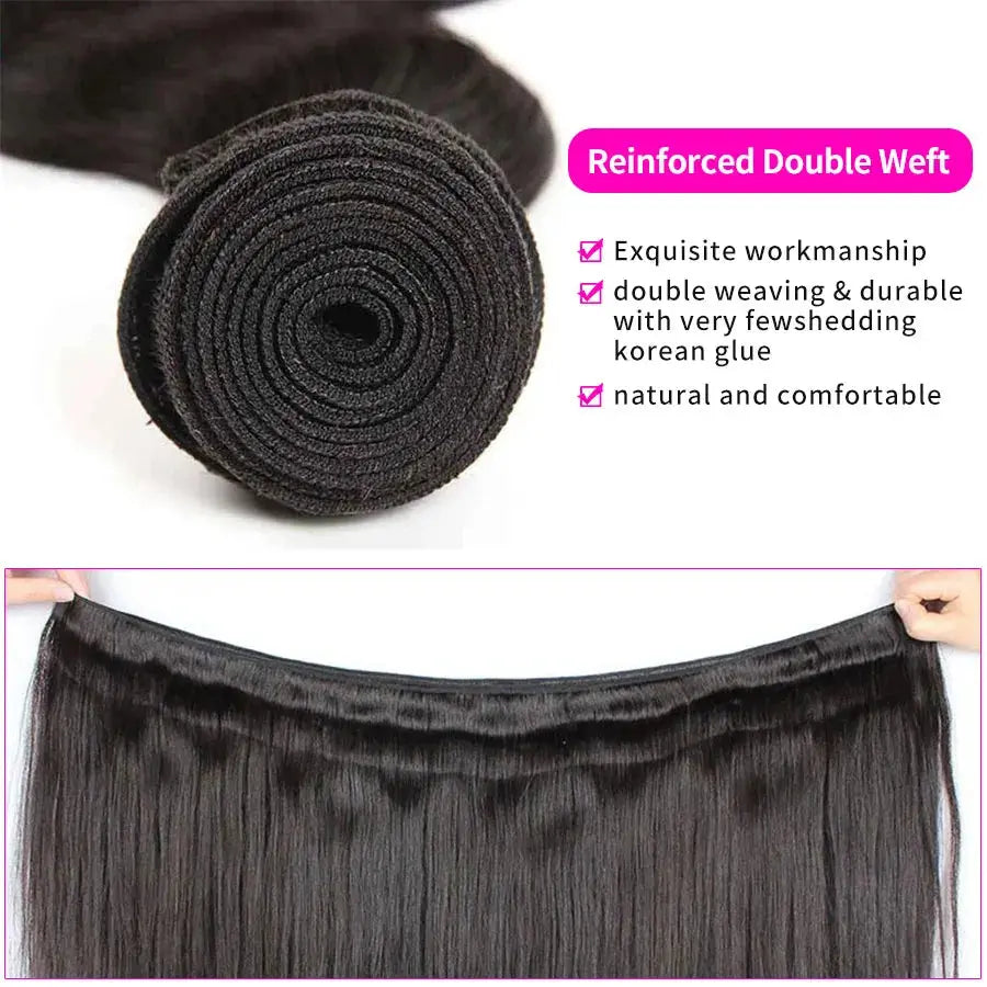 Silky Straight Bundles Human Hair Remy Brazilian Hair Extensions 1/3/4 PCS Natural Black Hair Weave Bundles 14-30 Inches My Store