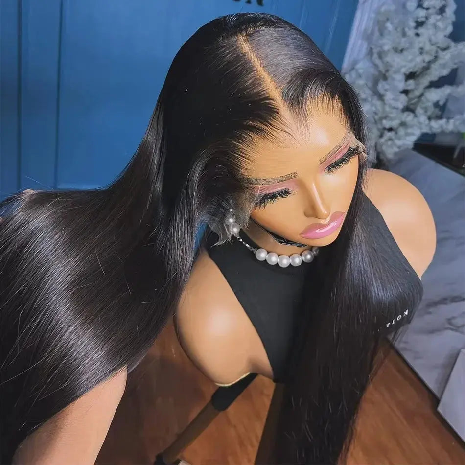 40 Inch Bone Straight Lace Frontal Human Hair Wigs 13x6 Hd Transparent Lace Front Pre Plucked Wig 360 Full Lace Wig NaturalBlack My Store
