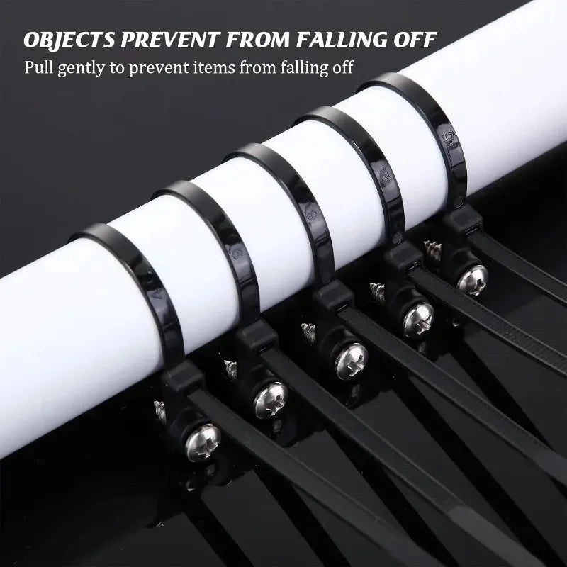 500/100PCS Screw Hole Cable Ties Reusable Fixed Nylon Cable Ties Self-locking Cord Ties Straps Fastening Loop Office Organizer My Store