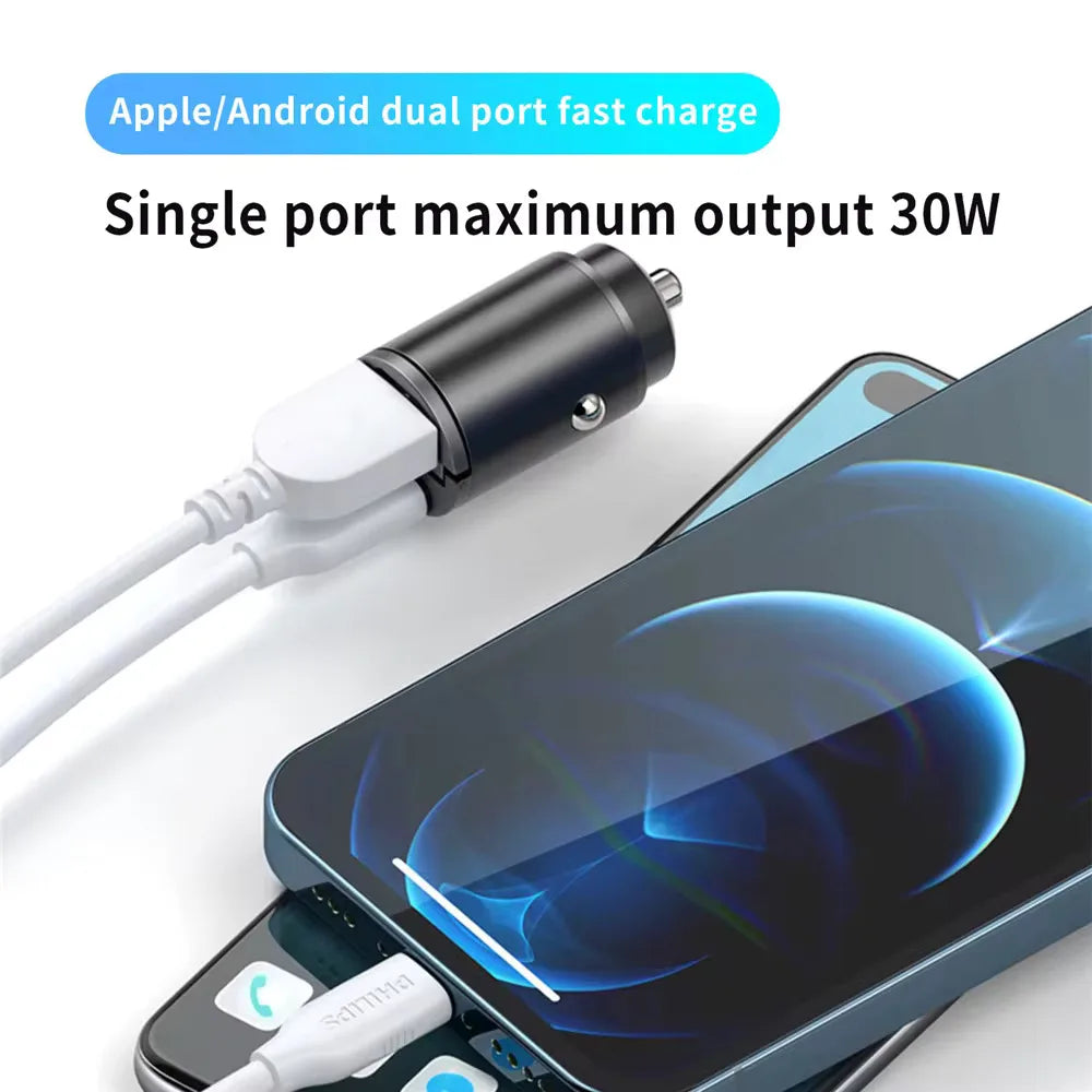 100W/200W QC3.0 PD Mini Car Charger 12-24V Lighter Fast Charging Car USB Type C Charger for Xiaomi Samsung Huawei iPhone Power My Store