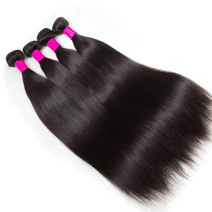 Silky Straight Bundles Human Hair Remy Brazilian Hair Extensions 1/3/4 PCS Natural Black Hair Weave Bundles 14-30 Inches My Store