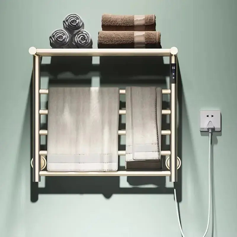 Modern Bathroom Electric Towel Radiator with Storage Rack Electric Heated Towel Rack with Shelf Heating Drying Towel Warmer My Store
