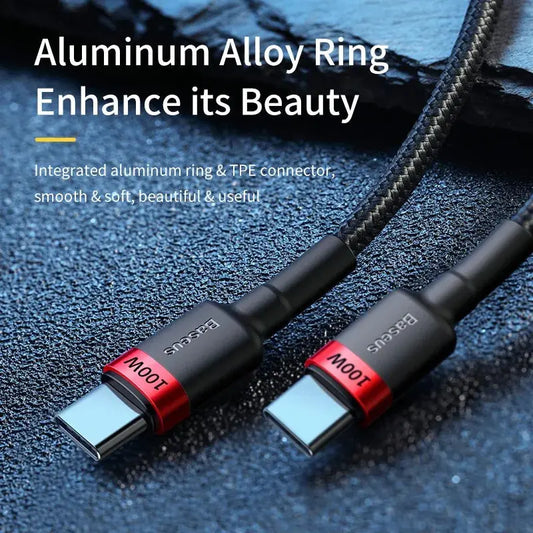 Baseus USB Type C To USB C Cable For iPhone 17 16 100W/5A PD Fast Charging Charger Cord For Macbook Xiaomi Samsung Type-C Cable My Store