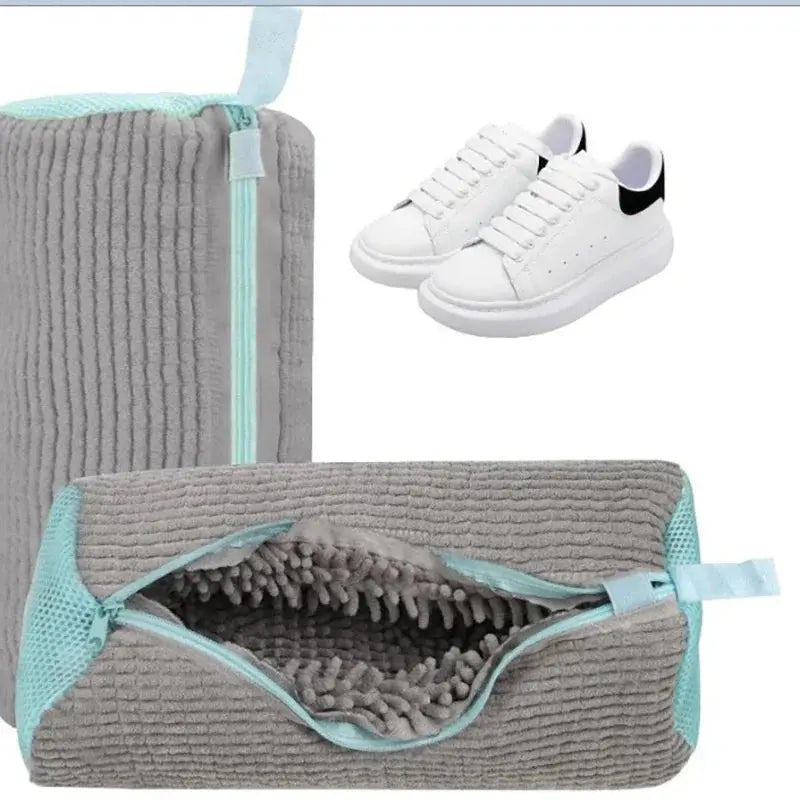 Fluffy Fiber Shoe Washing Bag 360° Surround Cleaning Reusable Durable Machine-Washable Laundry Bag with Zipper Closure (1pc) My Store
