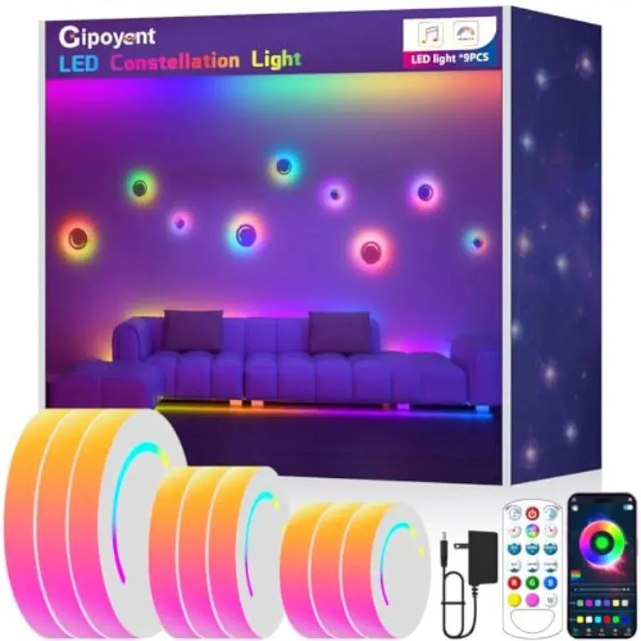 Smart Wall Light, 9-Piece LED DIY Constellation Light, RGB Color Changing, Music Sync, App and Remote Control, Ambient Lighting My Store