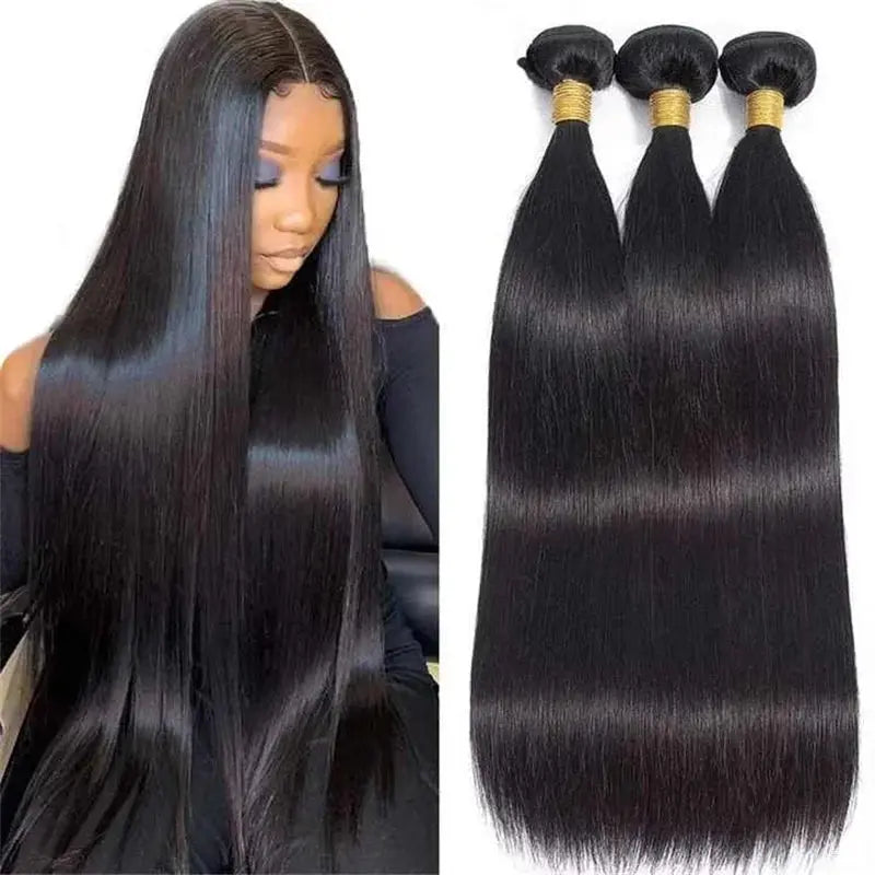 Silky Straight Bundles Human Hair Remy Brazilian Hair Extensions 1/3/4 PCS Natural Black Hair Weave Bundles 14-30 Inches My Store