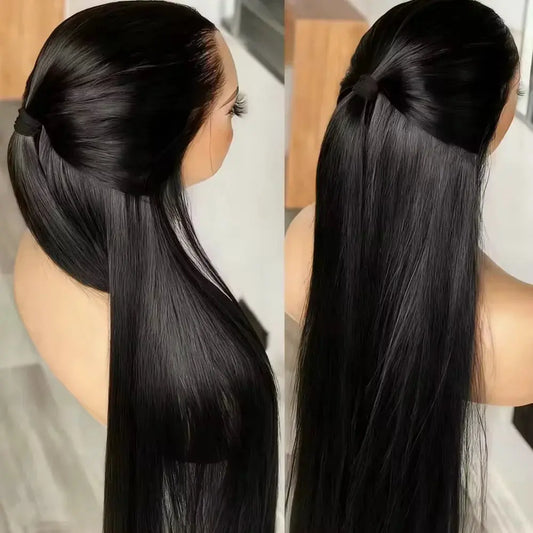 40 Inch Bone Straight Lace Frontal Human Hair Wigs 13x6 Hd Transparent Lace Front Pre Plucked Wig 360 Full Lace Wig NaturalBlack My Store
