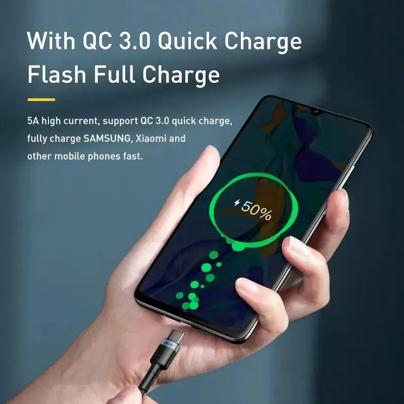 Baseus USB Type C To USB C Cable For iPhone 17 16 100W/5A PD Fast Charging Charger Cord For Macbook Xiaomi Samsung Type-C Cable My Store