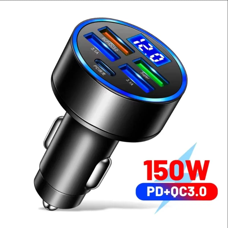 2025 200W mini car charger fast charging for iPhone QC3.0 mini PD USB Type C car mobile phone charger for Xiaomi Samsung Huawei My Store
