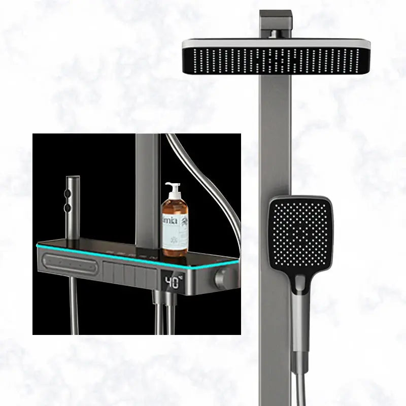 Bathroom Multi-Function Digital Display Shower System Brass Piano Key Exposed Thermostatic Faucets Soft & Rain Spray Patterns My Store