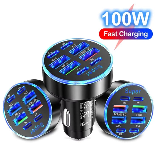 2025 200W mini car charger fast charging for iPhone QC3.0 mini PD USB Type C car mobile phone charger for Xiaomi Samsung Huawei My Store