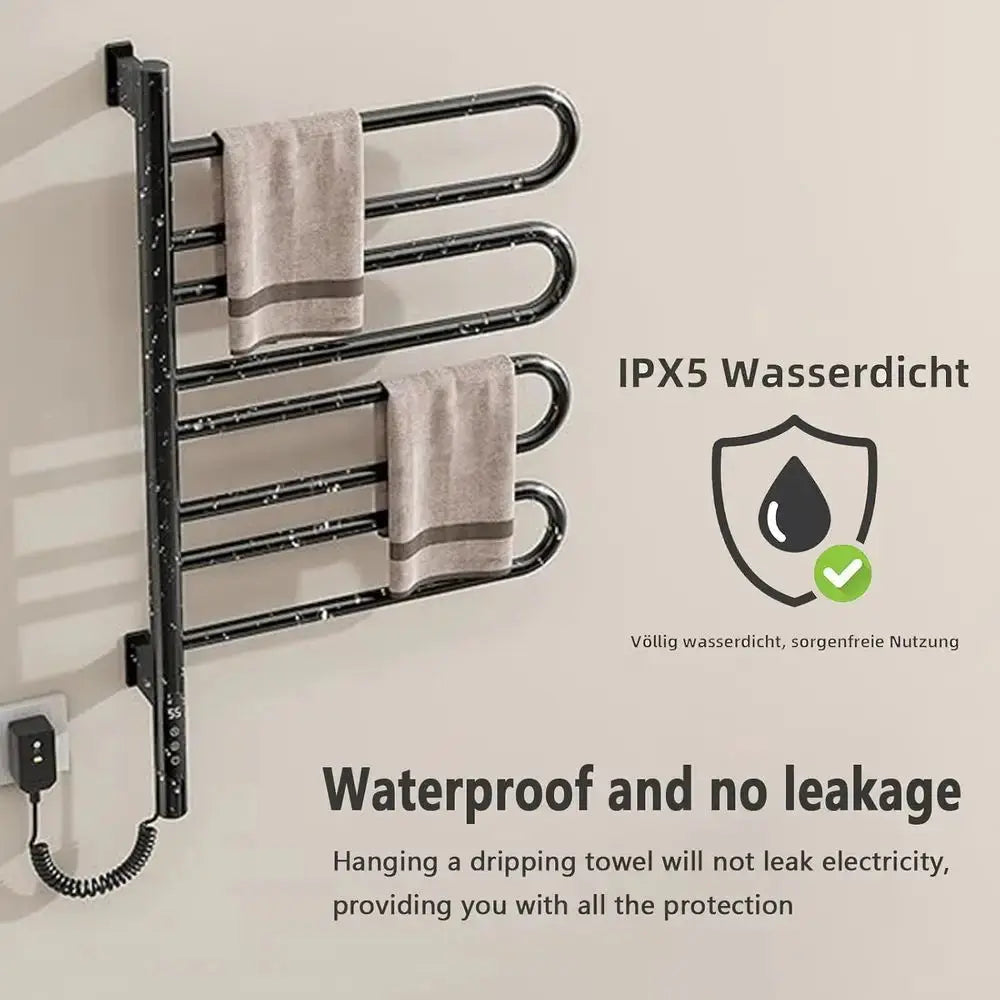 Electric Towel Warmer Rotatable 180°, Towel Rack Warmer with Timer and Smart Temperature Control, Heated Drying Rack Hard Wired/ My Store