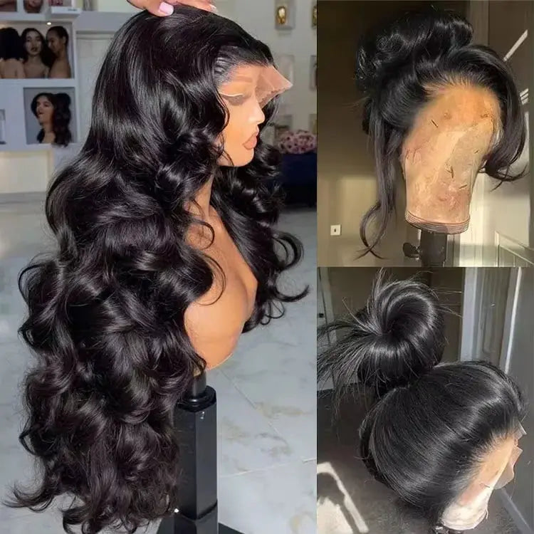 40 Inch Bone Straight Lace Frontal Human Hair Wigs 13x6 Hd Transparent Lace Front Pre Plucked Wig 360 Full Lace Wig NaturalBlack My Store