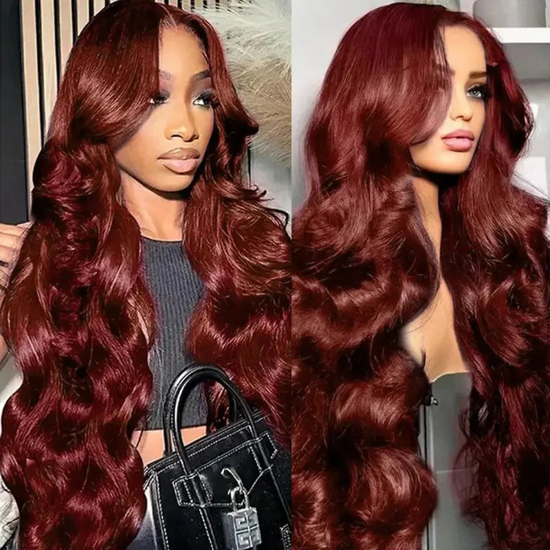 Body Wave Reddish Brown 13x6 Lace Front Wigs Human Hair Pre Plucked With Baby Hair #33 Colored Wigs for Women 180% Density My Store