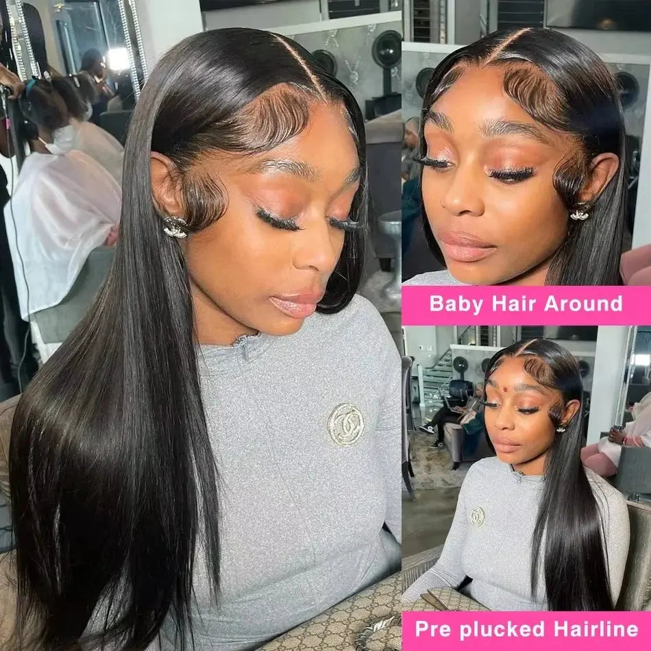 40 Inch Bone Straight Lace Frontal Human Hair Wigs 13x6 Hd Transparent Lace Front Pre Plucked Wig 360 Full Lace Wig NaturalBlack My Store