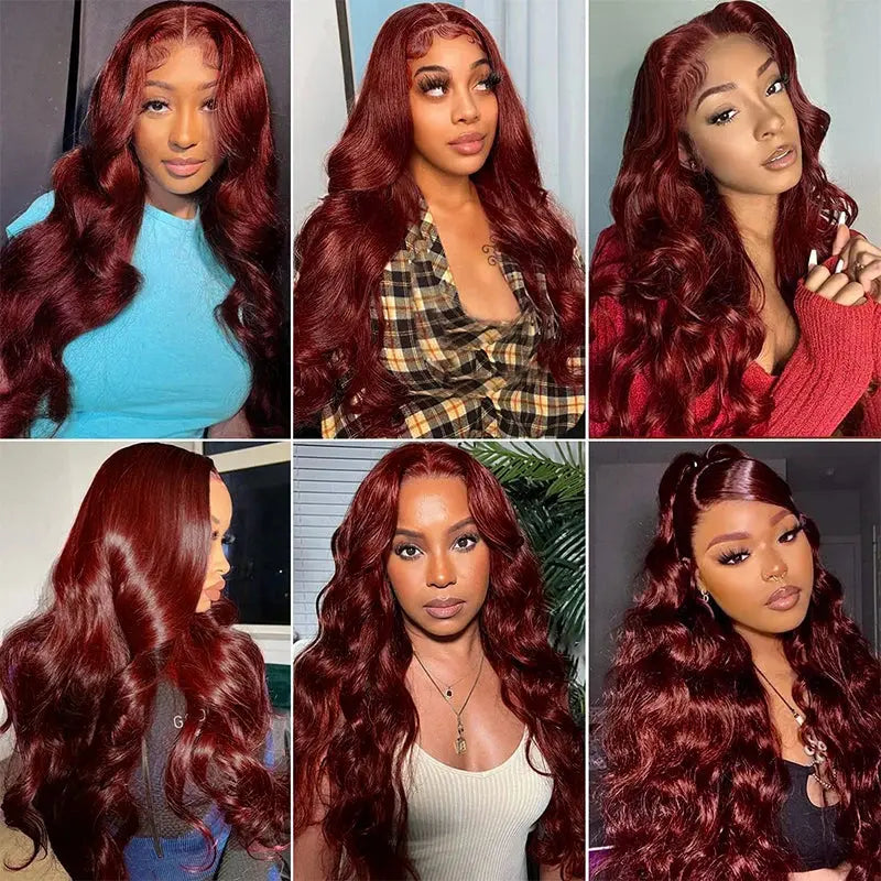Body Wave Reddish Brown 13x6 Lace Front Wigs Human Hair Pre Plucked With Baby Hair #33 Colored Wigs for Women 180% Density My Store