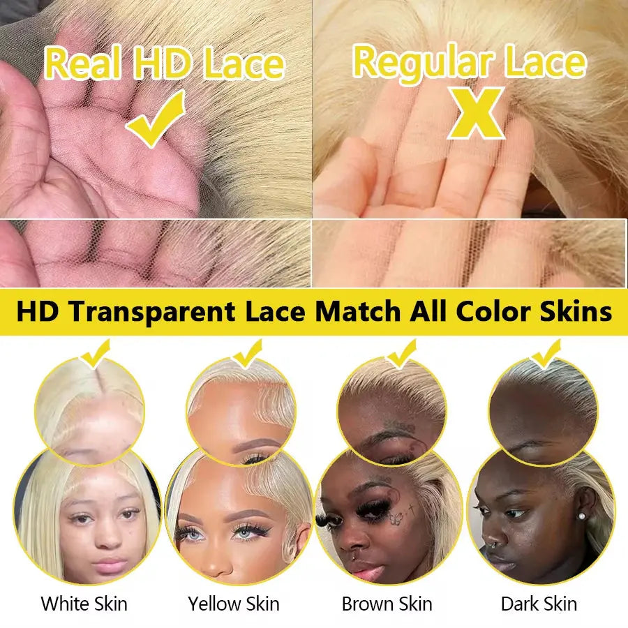 200% 613 Honey Blonde 13x6 HD Transparent Lace Front Human Hair Wigs For Women 34 36 Inch Straight 13x4 Lace Frontal Wig My Store