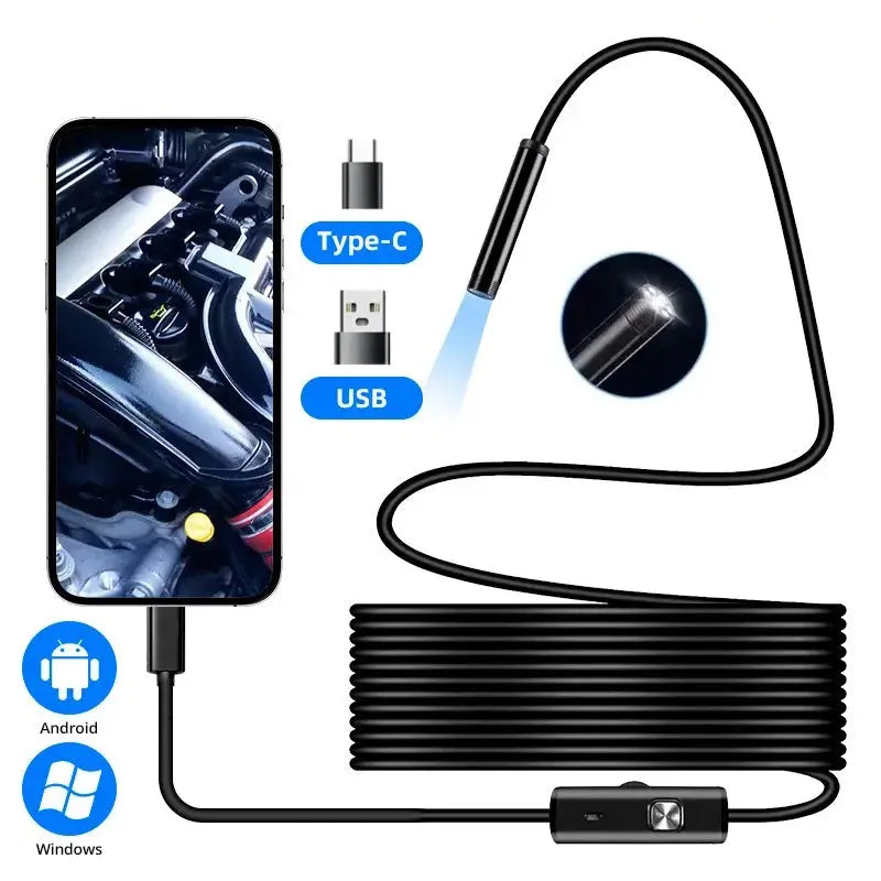 5.5/7.0MM Type-C Endoscope Camera IP67 Waterproof with 6 Adjustable LEDs USB Android Flexible Inspection Borescope for Phone PC My Store