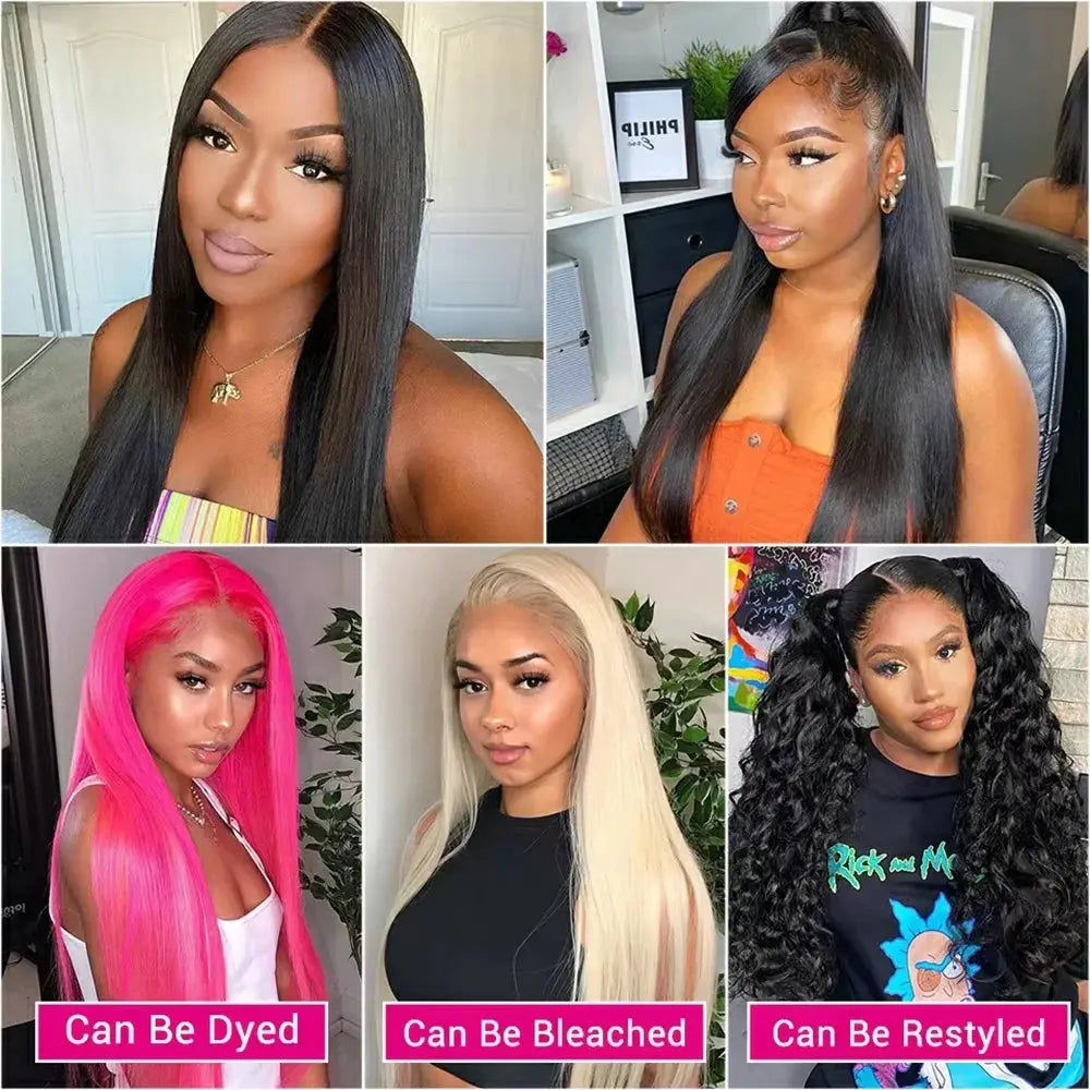 40 Inch Bone Straight Lace Frontal Human Hair Wigs 13x6 Hd Transparent Lace Front Pre Plucked Wig 360 Full Lace Wig NaturalBlack My Store