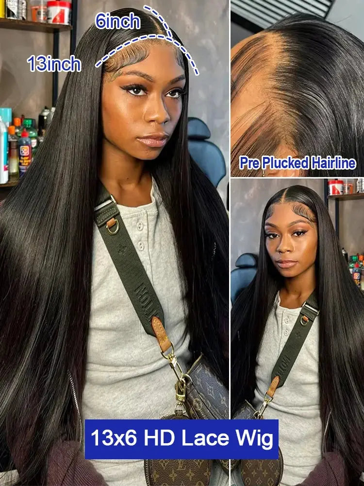  40 42 Inch Straight Human Hair Wigs 13x4 13X6 HD Lace Frontal Wig 300% Density Human Hair Remy Invisible Swiss Lace Wigs For Women My Store