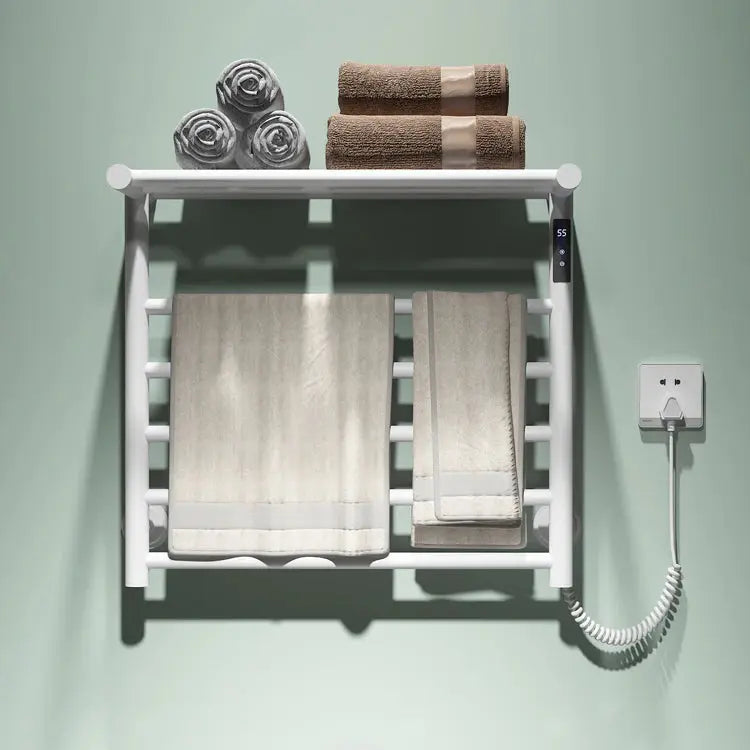 Modern Bathroom Electric Towel Radiator with Storage Rack Electric Heated Towel Rack with Shelf Heating Drying Towel Warmer My Store