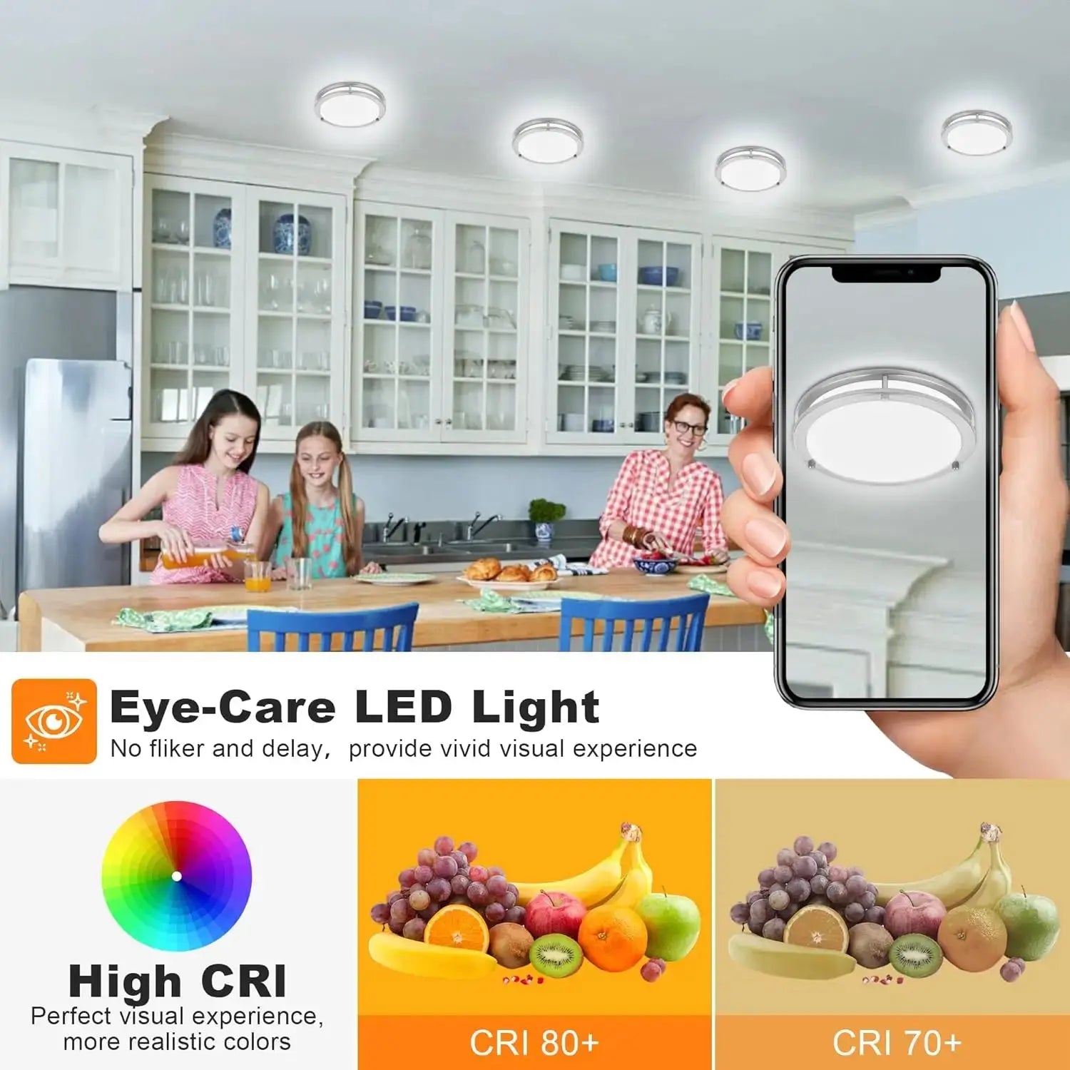 7.5 Inch Round Brushed Nickel LED Ceiling Light Flush Mount with 5 Color Temperatures for Kitchen Bathroom Bedroom My Store