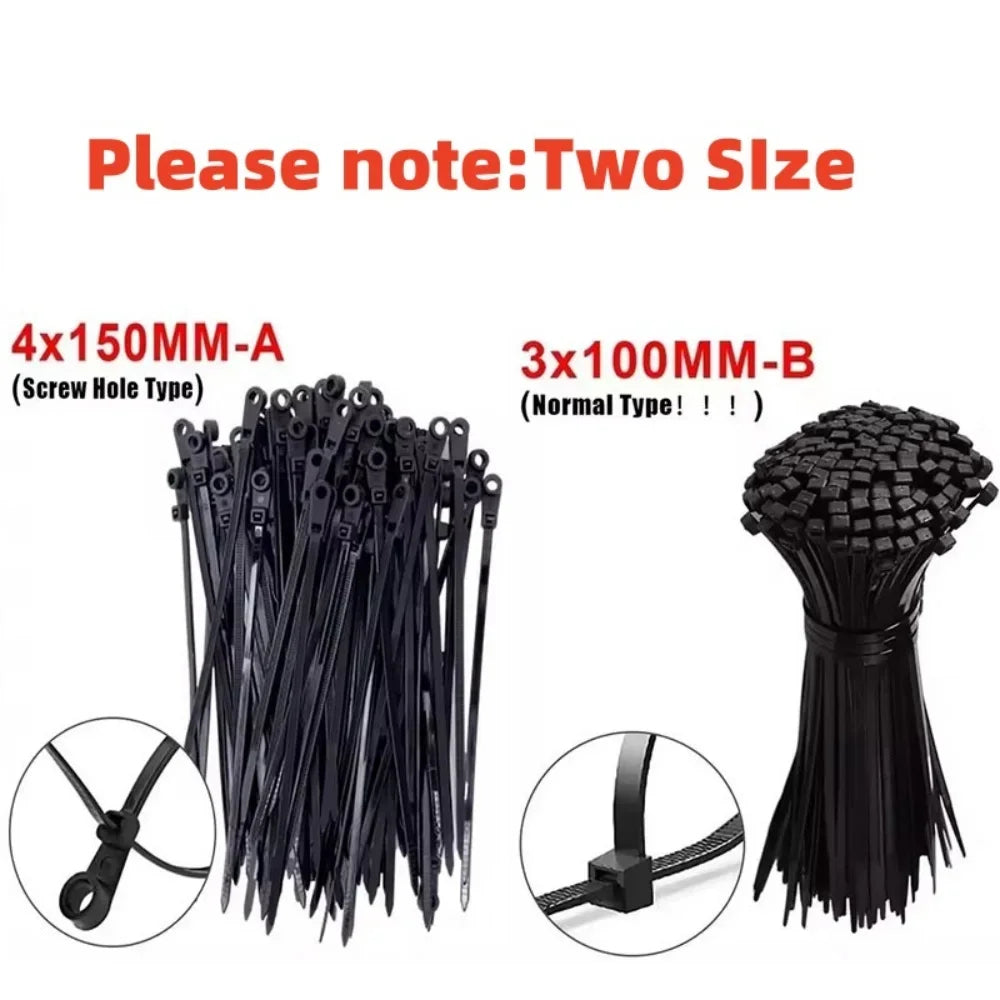 500/100PCS Screw Hole Cable Ties Reusable Fixed Nylon Cable Ties Self-locking Cord Ties Straps Fastening Loop Office Organizer My Store