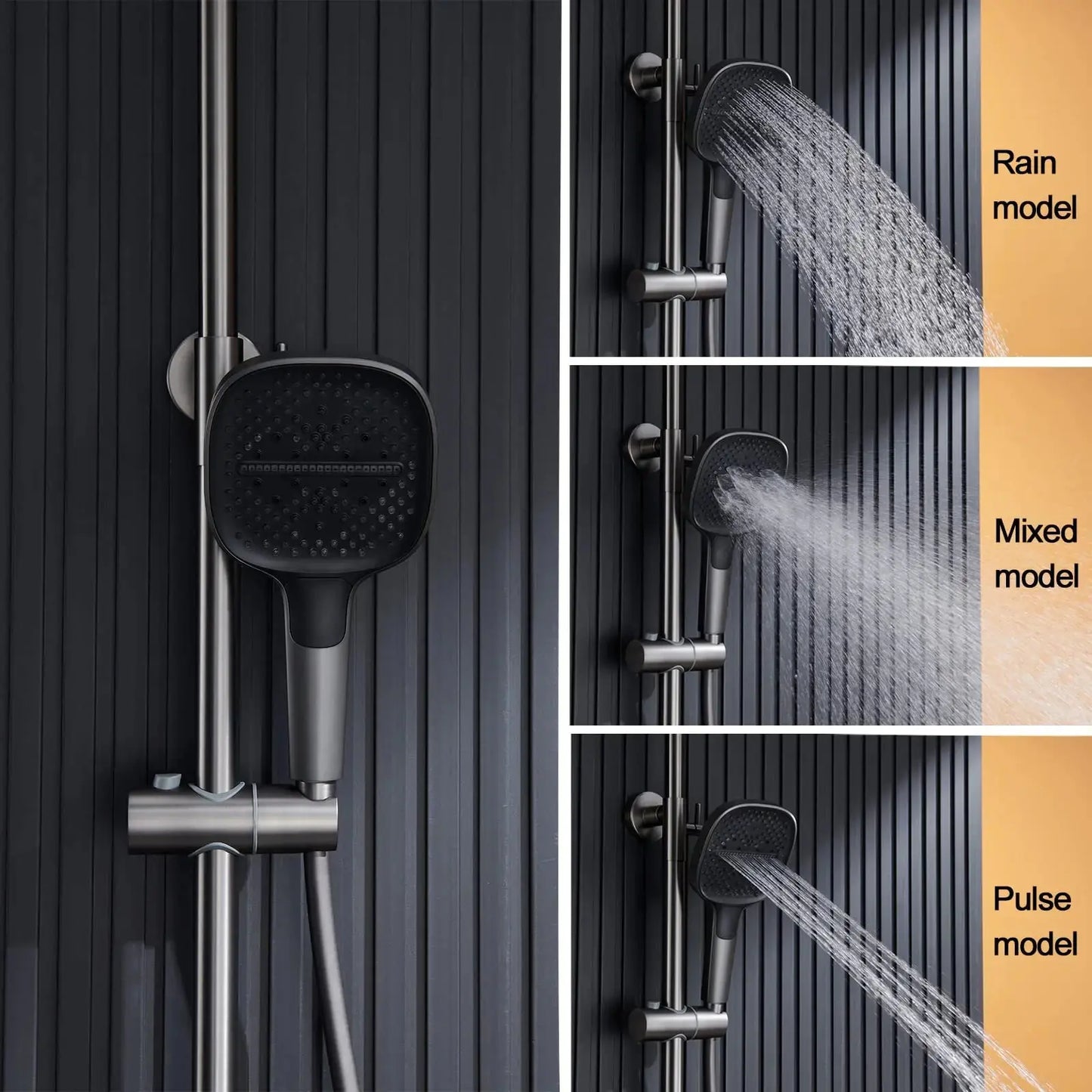 Smart LED Digital Display Temperature Rainfall Bathroom Shower System Gun Grey Brass Wall-Mounted  Thermostatic Shower Set My Store