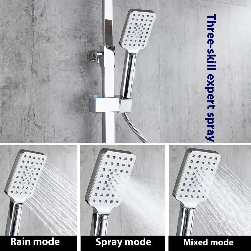 Luxury Silver Led Digital Display Brass Shower Set 4 Keys Faucets Mixers Taps Shower Sets Thermostatic Shower Mixer Faucet My Store