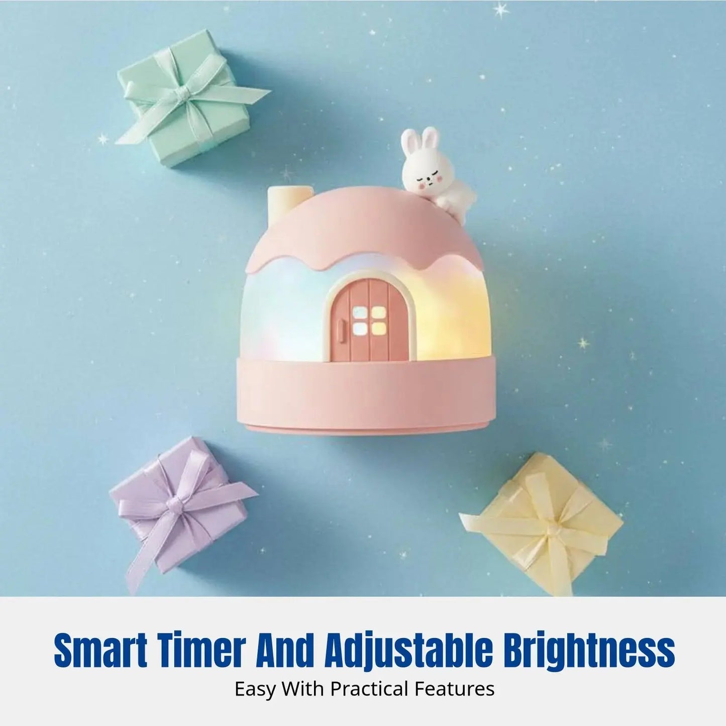 Cartoon Bunny Star Projector, Night Light Music Box for Kids, Rotating Galaxy Lamp, Girls Bedroom Ceiling, Timer My Store