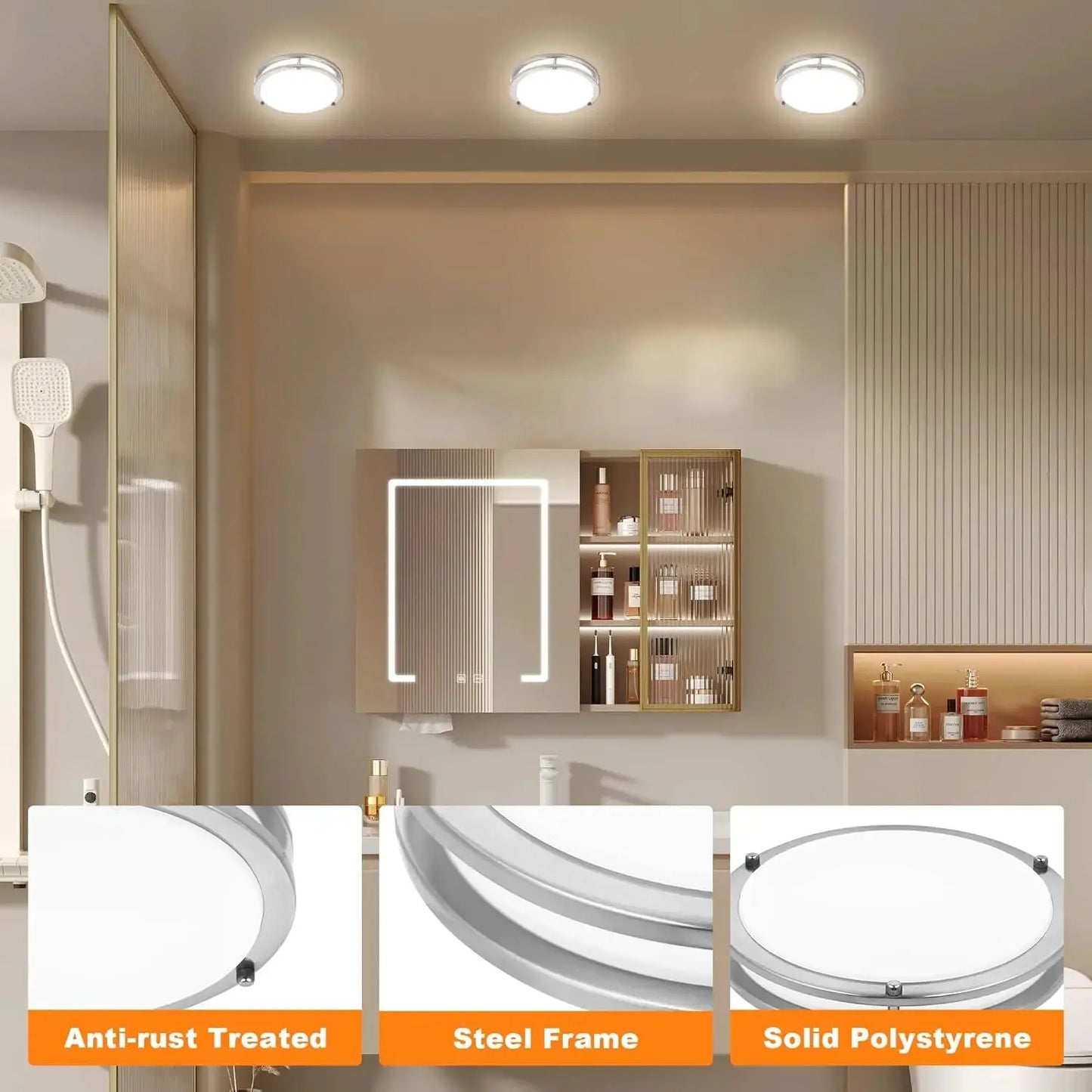 7.5 Inch Round Brushed Nickel LED Ceiling Light Flush Mount with 5 Color Temperatures for Kitchen Bathroom Bedroom My Store