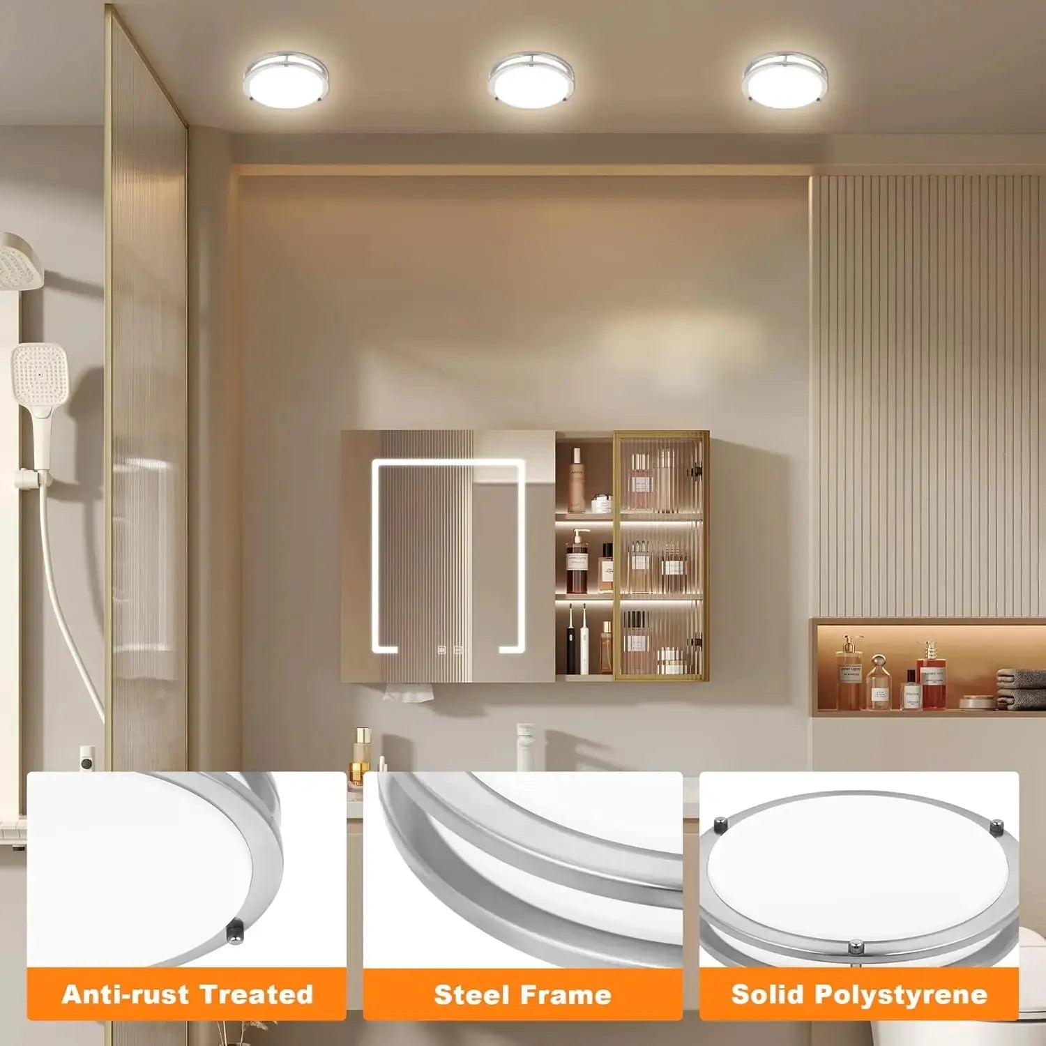 7.5 Inch Round Brushed Nickel LED Ceiling Light Flush Mount with 5 Color Temperatures for Kitchen Bathroom Bedroom My Store