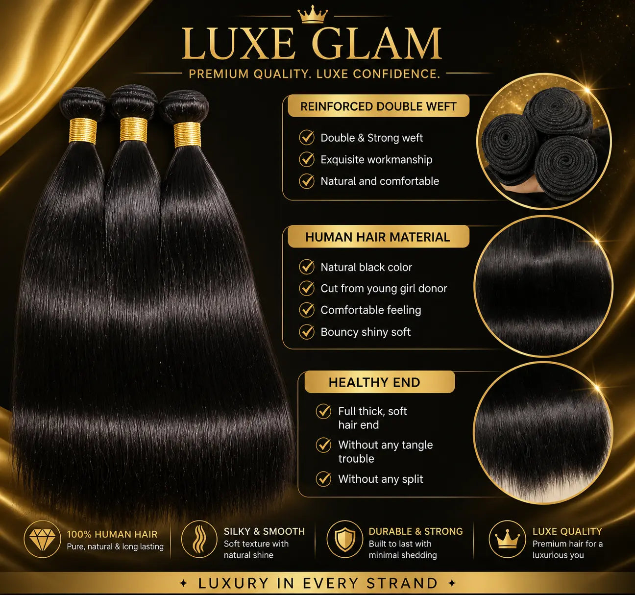 Silky Straight Bundles Human Hair Remy Brazilian Hair Extensions 1/3/4 PCS Natural Black Hair Weave Bundles 14-30 Inches My Store