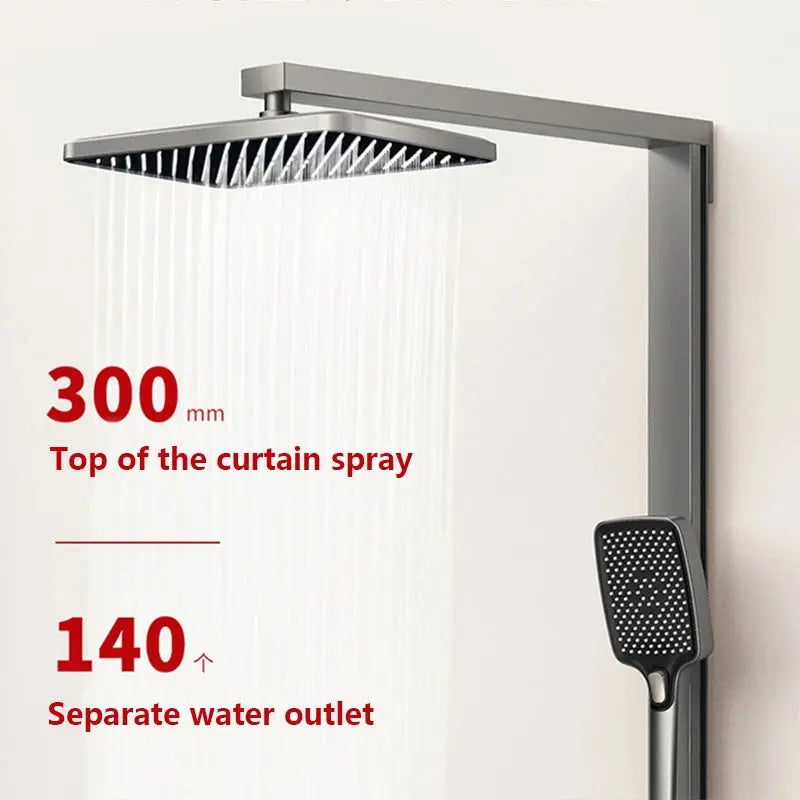 Bathroom Multi-Function Digital Display Shower System Brass Piano Key Exposed Thermostatic Faucets Soft & Rain Spray Patterns My Store